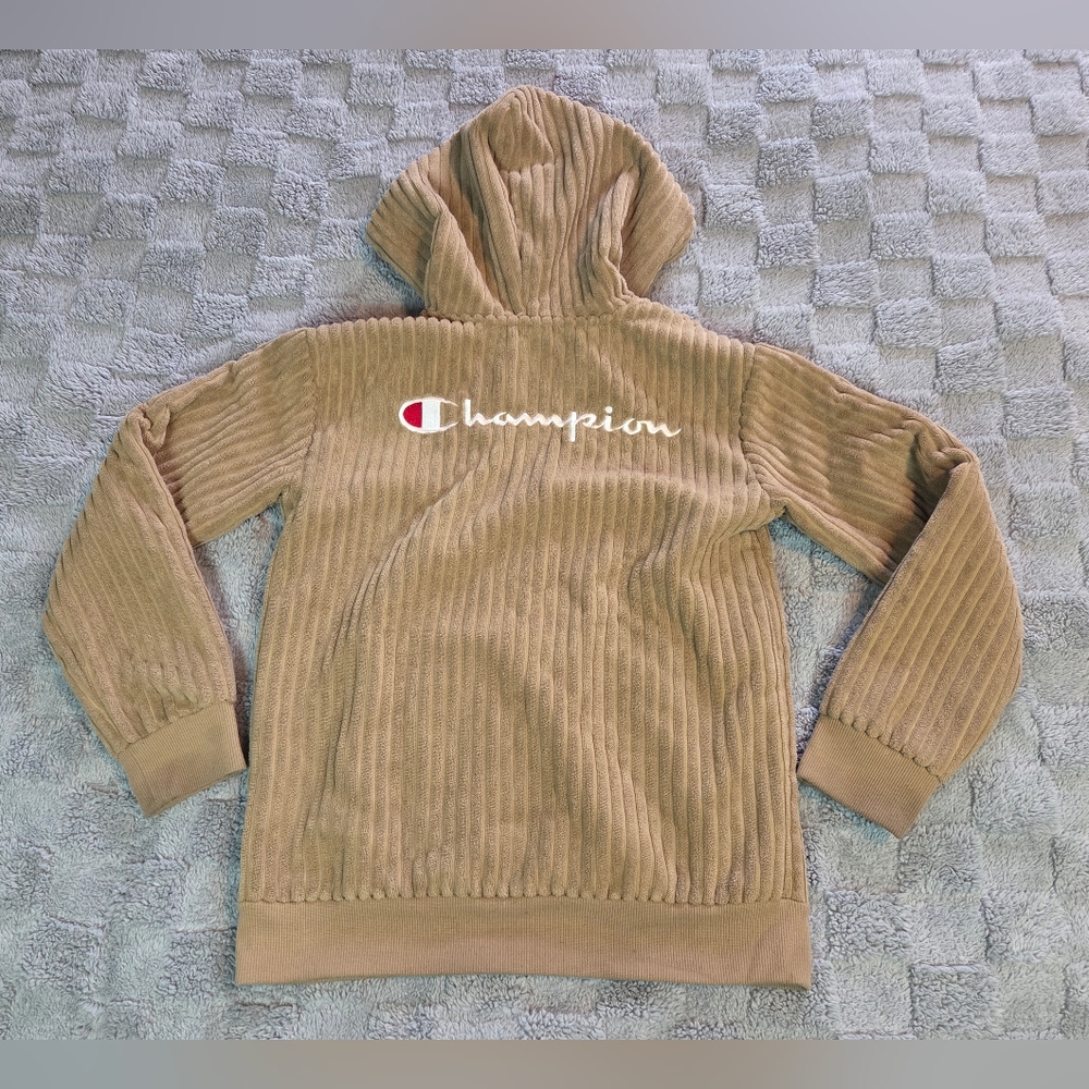 Champion Kids Corduroy High Pile Fleece Hoodie Size 10/12 Med - Picture 2 of 11